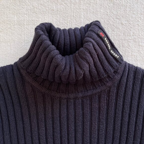 Women's Escada Sport Minimal Ribbed Cotton Turtleneck Sweater Size Small - Picture 2 of 6